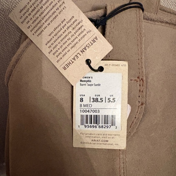 Ariat Memphis Burnt Taupe Suede Western Boots 8B NWT - Picture 6 of 10